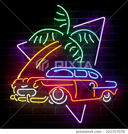 Vintage car - Neon light Vintage car - Neon light 101357076