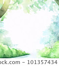 Scenery of a promenade in a park surrounded by trees 101357434