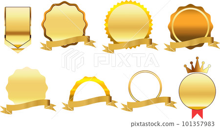 Golden ribbon and medal _ set summary Golden ribbon and medal _ set summary 101357983