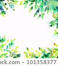 Watercolor fresh green leaf frame background 101358377