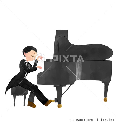 Illustration of a man playing the piano 101359153