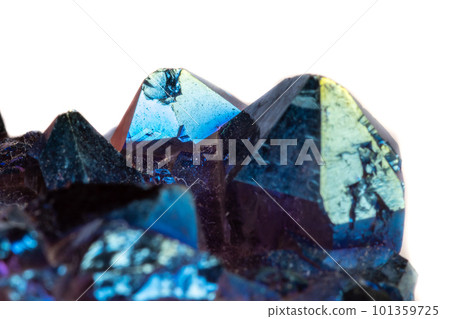 Macro mineral stone Titanium Quartz, Flame Aura Quartz on a white background 101359725