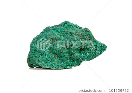Macro mineral stone plisoviy, plush, satin malachite on a white background 101359732