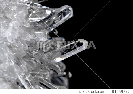 Macro Mineral Stone Rhinestone in Crystals on a Black Background Macro Mineral Stone Rhinestone in Crystals on a Black Background 101359752