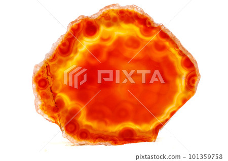 Macro mineral orange agate in crystals on white background 101359758