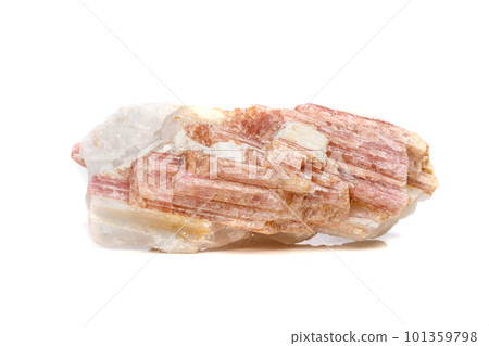 Macro mineral stone Tourmaline in the breed a white background Macro mineral stone Tourmaline in the breed a white background 101359798