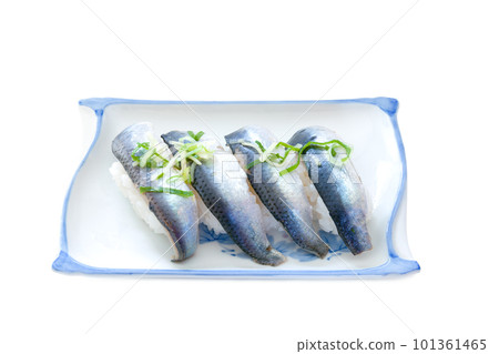 Sardine nigiri sushi on a plate [white background/clipping] 101361465