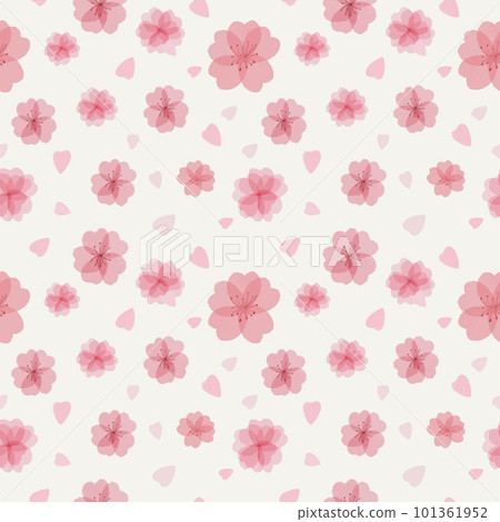 Seamless pattern with beautiful tender watercolor sakura flowers and petals, 101361952