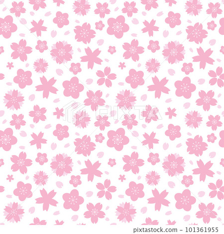 Seamless pattern with geometrical pink sakura flowers 101361955
