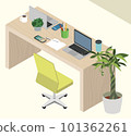 desk with laptop 101362261