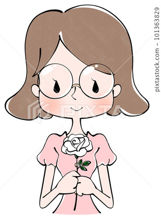 Father's Day Smiling woman holding a rose Father's Day Smiling woman holding a rose 101363829