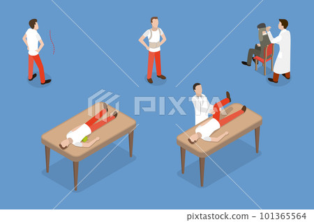 3D Isometric Flat Vector Set of Chiropractic Medicine Scenes 101365564