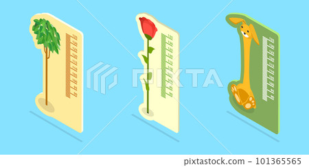 3D Isometric Flat Vector Set of Kids Height Meters 3D Isometric Flat Vector Set of Kids Height Meters 101365565