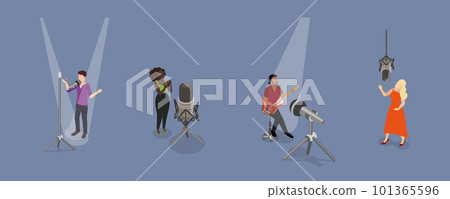 3D Isometric Flat Vector Set of Talented Singers 3D Isometric Flat Vector Set of Talented Singers 101365596