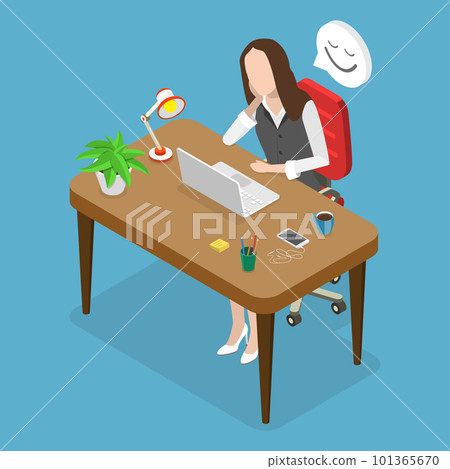 3D Isometric Flat Vector Conceptual Illustration of Dreamy Girl 101365670