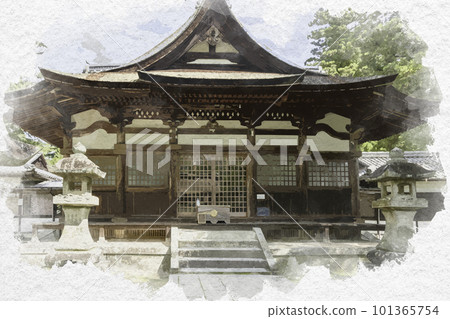 山口縣岩國市水彩畫風格的岩國吉香神社禮拜堂 山口縣岩國市水彩畫風格的岩國吉香神社禮拜堂 101365754