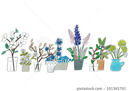 Potted flower swaying in the spring breeze Potted flower swaying in the spring breeze 101365791