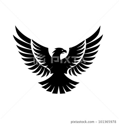 Black silhouette of an eagle on a white background vector illustration. Black silhouette of an eagle on a white background vector illustration. 101365978