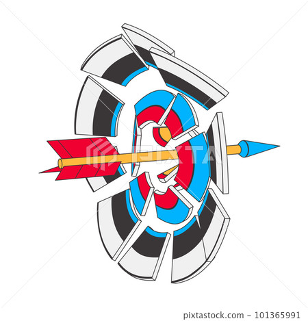 An arrow breaks target into pieces. An arrow breaks target into pieces. 101365991