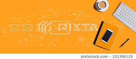 Email concept with computer keyboard and office items 101366129