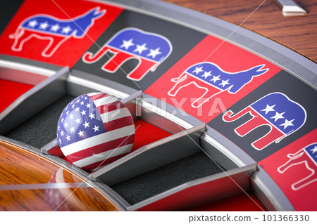 Elections in the USA. The unpredictability of the election results and the equality of chances of victory for the two parties, democrats and republicans. 101366330