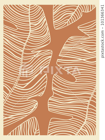 Abstract art nature leaves background template. Minimalist neutral colored wallpaper. 101366341