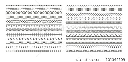 Stitch pattern collection. Various stitching and seam designs for sewing and embroidery projects. Colorful and versatile vector illustrations Stitch pattern collection. Various stitching and seam designs for sewing and embroidery projects. Colorful and versatile vector illustrations 101366509