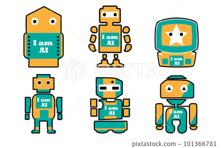 AI robot illustration, green yellow 101366781