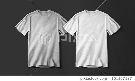 two grey and white empty t-shirts on dark grey background. Shopping concept. Mockup. 3D Rendering, A shirt mockup of peaceful color with a minimal style mockup background. 101367187