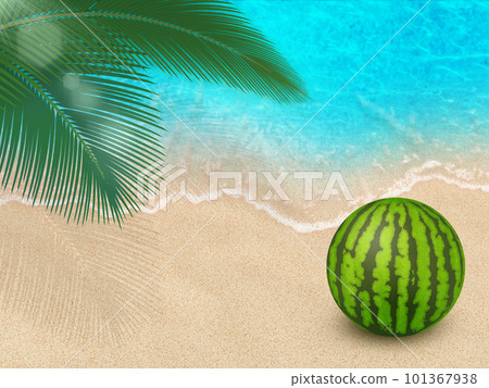 夏日藍海白沙灘上的夏日西瓜 夏日藍海白沙灘上的夏日西瓜 101367938