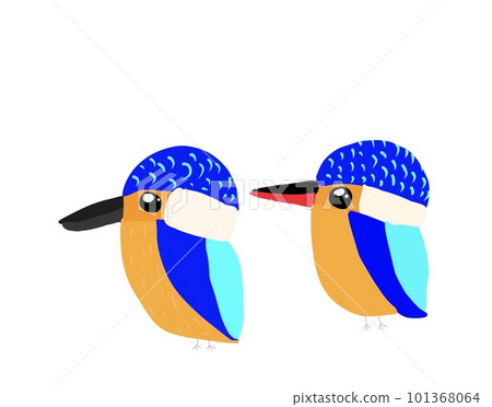 Illustration of a pair of cute kingfishers Illustration of a pair of cute kingfishers 101368064