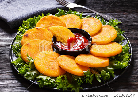 Hot Water cornbread, corn pone, hoecakes, dodgers 101368147