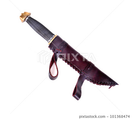 Bowie Knife isolate over white in scabbard Bowie Knife isolate over white in scabbard 101368474