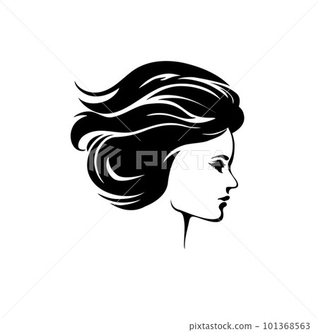 Silhouette, vector closeup portrait of a woman. Vector illustration  101368563