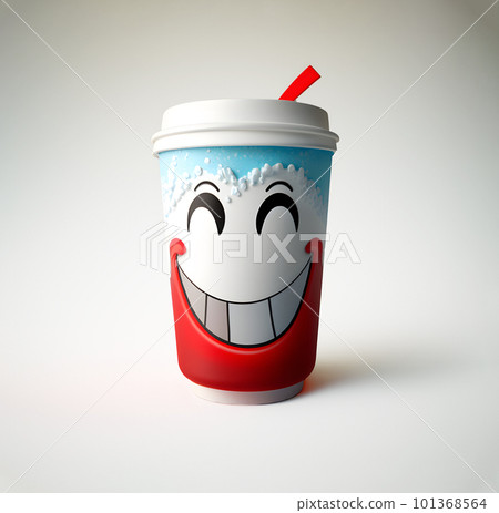 3d Rendering Smile Character Cup. Cheerful 3D with a cold drink on white background. 3d Rendering Smile Character Cup. Cheerful 3D with a cold drink on white background. 101368564