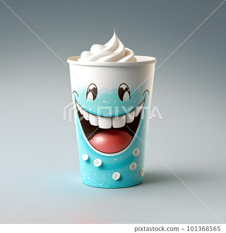 3d Rendering Smile Character Cup. Cheerful 3D with a cold drink on white background. 3d Rendering Smile Character Cup. Cheerful 3D with a cold drink on white background. 101368565