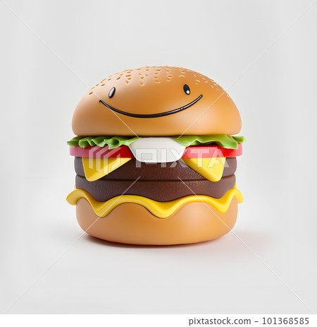Funny hamburger character.  101368585
