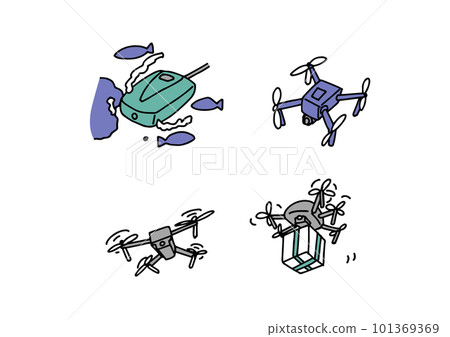 飛行的無人機插圖素材集 101369369