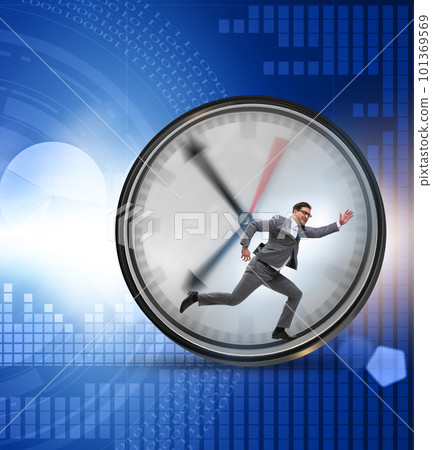 Businessman employee in time management concept Businessman employee in time management concept 101369569