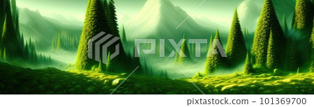 coniferous forest. Cute winter repeating landscape. Horizontal view of winter forest. nordic landscape 101369700