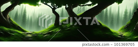 coniferous forest. Cute winter repeating landscape. Horizontal view of winter forest. nordic landscape coniferous forest. Cute winter repeating landscape. Horizontal view of winter forest. nordic landscape 101369705