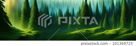 coniferous forest. Cute winter repeating landscape. Horizontal view of winter forest. nordic landscape coniferous forest. Cute winter repeating landscape. Horizontal view of winter forest. nordic landscape 101369725