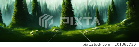 coniferous forest. Cute winter repeating landscape. Horizontal view of winter forest. nordic landscape 101369739