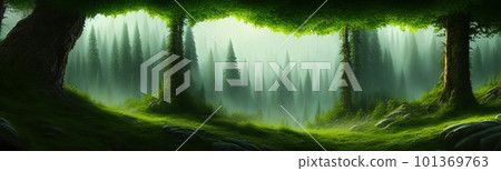 coniferous forest. Cute winter repeating landscape. Horizontal view of winter forest. nordic landscape coniferous forest. Cute winter repeating landscape. Horizontal view of winter forest. nordic landscape 101369763