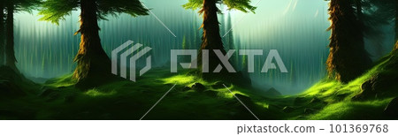 coniferous forest. Cute winter repeating landscape. Horizontal view of winter forest. nordic landscape coniferous forest. Cute winter repeating landscape. Horizontal view of winter forest. nordic landscape 101369768