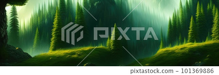 coniferous forest. Cute winter repeating landscape. Horizontal view of winter forest. nordic landscape coniferous forest. Cute winter repeating landscape. Horizontal view of winter forest. nordic landscape 101369886