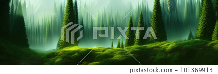 coniferous forest. Cute winter repeating landscape. Horizontal view of winter forest. nordic landscape coniferous forest. Cute winter repeating landscape. Horizontal view of winter forest. nordic landscape 101369913