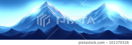 Minimal dark textured mountain landscape background. modern wallpaper. Simple graphic banner illustration. Panorama of silhouettes of mountains in the fog. 101370326