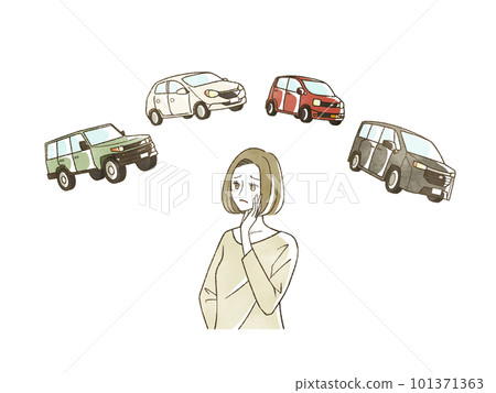 一個女人擔心汽車 101371363