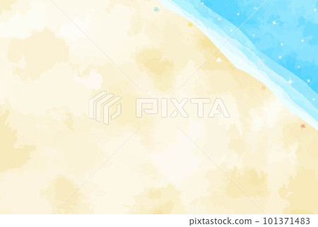 簡單清新的大海沙灘背景插畫 101371483